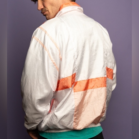 LAVON  90’S VINTAGE MENS, PEACH PRINT TRACK JACKET SIZE L - Picture 6 of 13